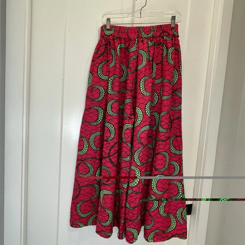 Womens Palazzo Pants Boho Wide Leg Colorful African Ankara Print Oversized OS